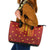 Samoa Tapa Pacific Tribal Pattern Leather Tote Bag Hibiscus and Plumeria