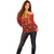 Samoa Tapa Pacific Tribal Pattern Off Shoulder Sweater Hibiscus and Plumeria