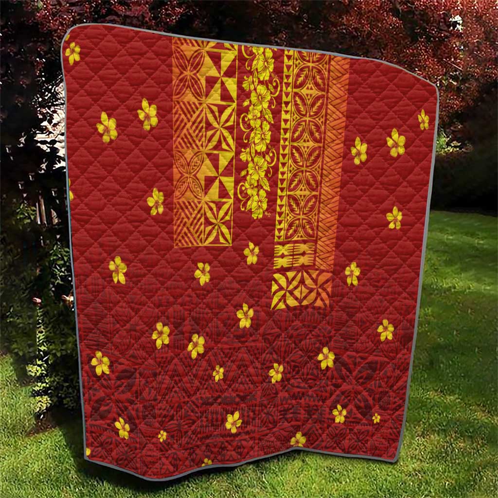Samoa Tapa Pacific Tribal Pattern Quilt Hibiscus and Plumeria