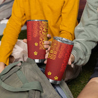 Samoa Tapa Pacific Tribal Pattern Tumbler Cup Hibiscus and Plumeria