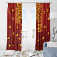 Samoa Tapa Pacific Tribal Pattern Window Curtain Hibiscus and Plumeria