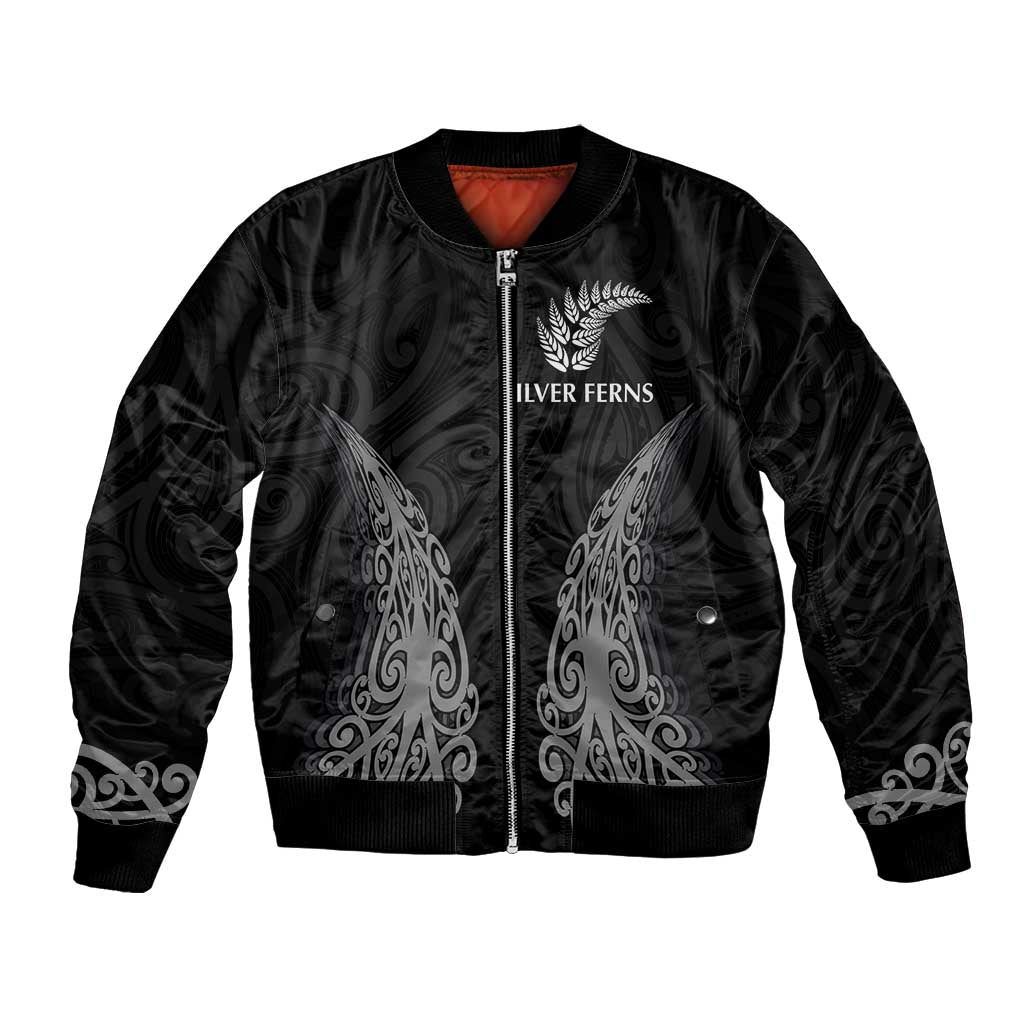 New Zealand Netball Bomber Jacket Koru and Maori Tattoo Jersey