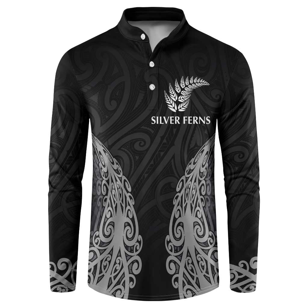 New Zealand Netball Button Sweatshirt Koru and Maori Tattoo Jersey