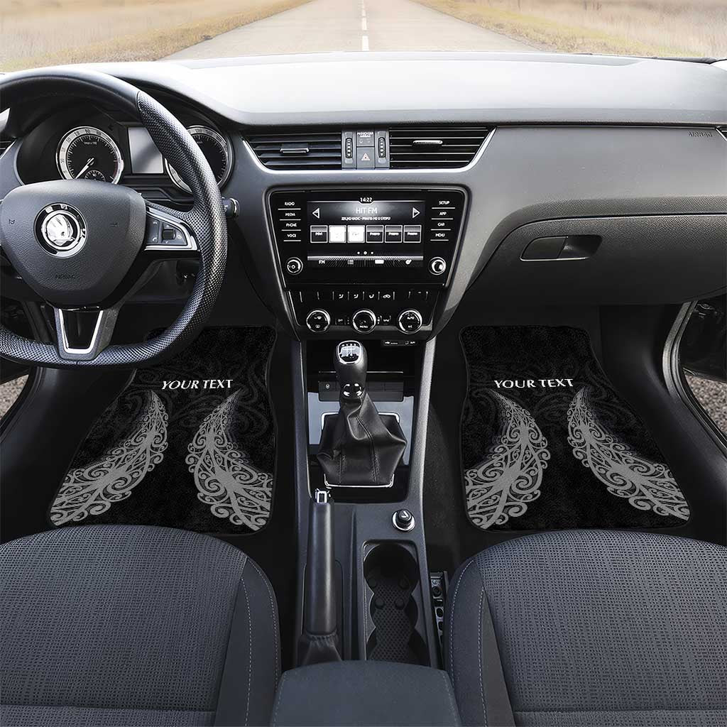 New Zealand Netball Car Mats Koru and Maori Tattoo Jersey LT03 Set 2pcs - Front Black - Polynesian Pride