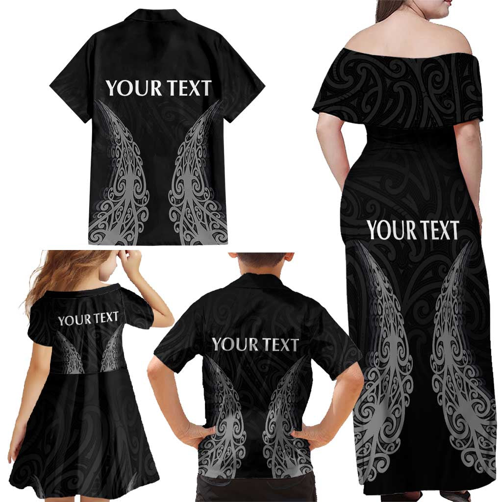 New Zealand Netball Family Matching Off Shoulder Maxi Dress and Hawaiian Shirt Koru and Maori Tattoo Jersey