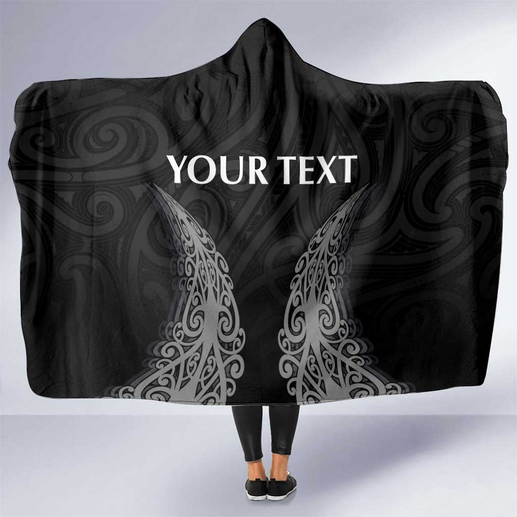 New Zealand Netball Hooded Blanket Koru and Maori Tattoo Jersey LT03 One Size Black - Polynesian Pride