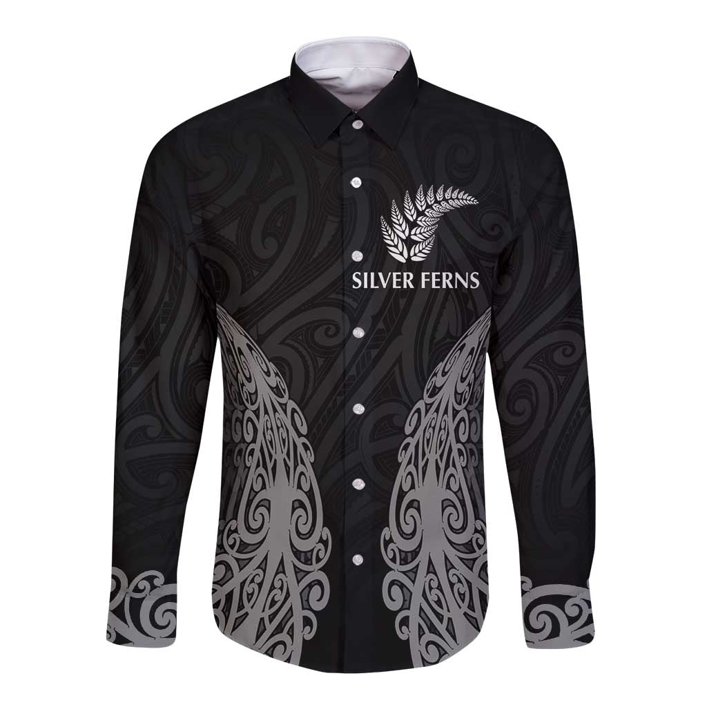 New Zealand Netball Long Sleeve Button Shirt Koru and Maori Tattoo Jersey