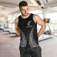 New Zealand Netball Men Tank Top Koru and Maori Tattoo Jersey LT03 Black - Polynesian Pride