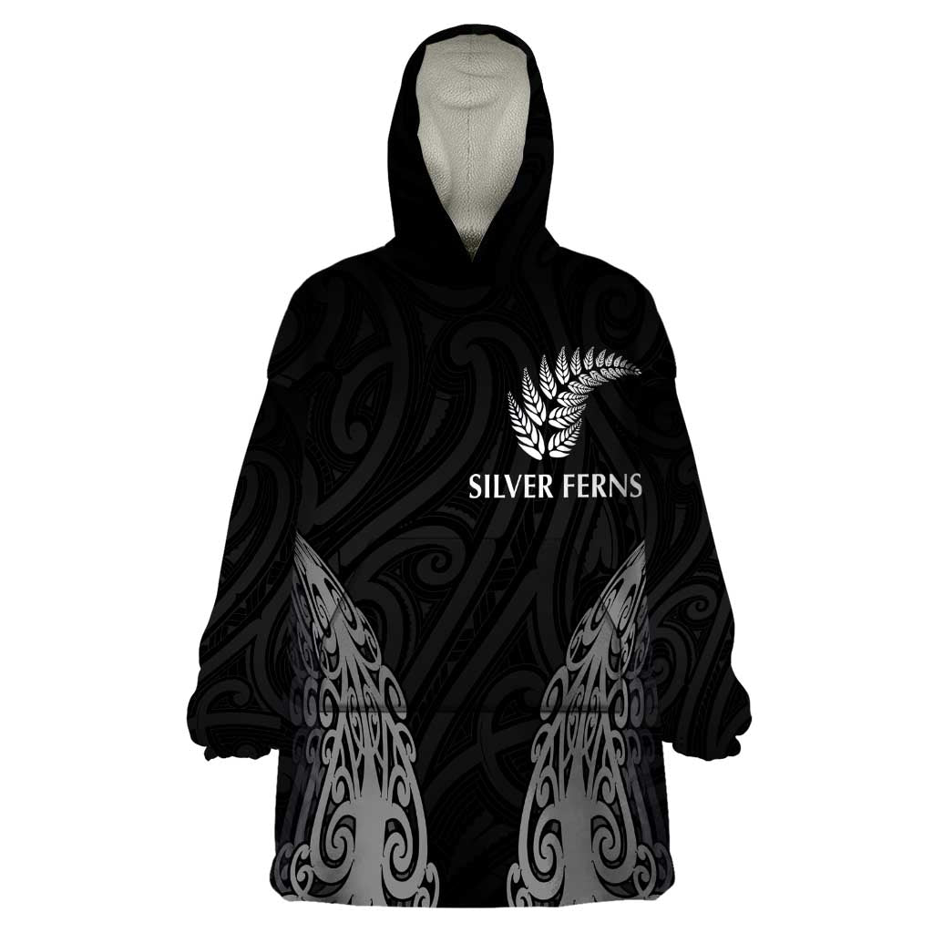 New Zealand Netball Wearable Blanket Hoodie Koru and Maori Tattoo Jersey