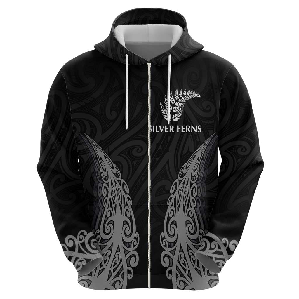 New Zealand Netball Zip Hoodie Koru and Maori Tattoo Jersey