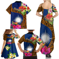 personalised-marshall-islands-manit-day-family-matching-summer-maxi-dress-and-hawaiian-shirt-marshall-seal-mix-hibiscus-flower-maori-pattern-style