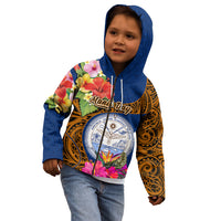 Personalised Marshall Islands Manit Day Kid Hoodie Marshall Seal Mix Hibiscus Flower Maori Pattern Style LT03 - Polynesian Pride