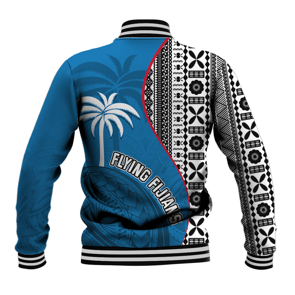 Fiji Rugby Baseball Jacket Coat of Arms Palm Tree Mix Polynesia Tapa Pattern LT03 - Polynesian Pride