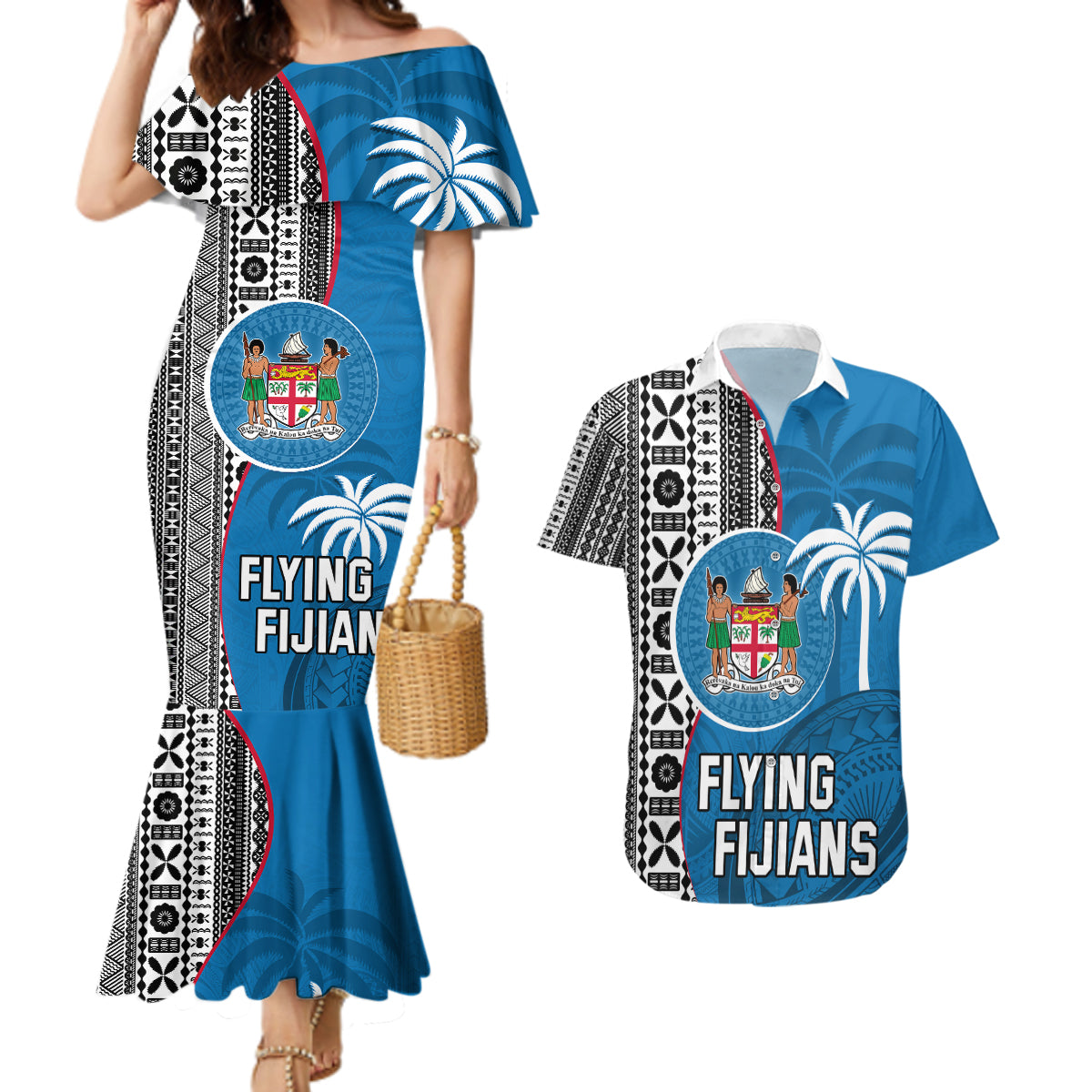 fiji-rugby-couples-matching-mermaid-dress-and-hawaiian-shirt-coat-of-arms-palm-tree-mix-polynesia-tapa-pattern