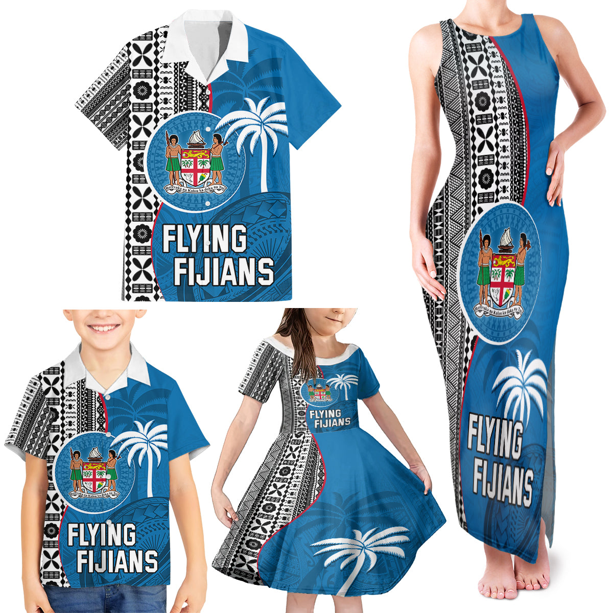 fiji-rugby-family-matching-tank-maxi-dress-and-hawaiian-shirt-coat-of-arms-palm-tree-mix-polynesia-tapa-pattern