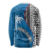 Fiji Rugby Long Sleeve Shirt Coat of Arms Palm Tree Mix Polynesia Tapa Pattern LT03 - Polynesian Pride