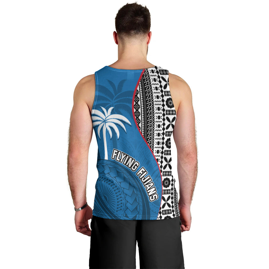 Fiji Rugby Men Tank Top Coat of Arms Palm Tree Mix Polynesia Tapa Pattern LT03 - Polynesian Pride
