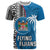 Fiji Rugby T Shirt Coat of Arms Palm Tree Mix Polynesia Tapa Pattern LT03 Blue - Polynesian Pride