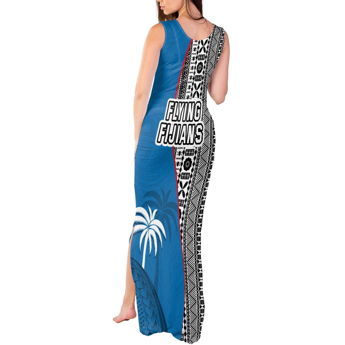 Fiji Rugby Tank Maxi Dress Coat of Arms Palm Tree Mix Polynesia Tapa Pattern LT03 - Polynesian Pride