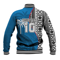 Custom Fiji Rugby Baseball Jacket Coat of Arms Palm Tree Mix Polynesia Tapa Pattern LT03 - Polynesian Pride