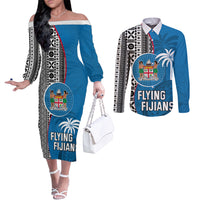 custom-fiji-rugby-couples-matching-off-the-shoulder-long-sleeve-dress-and-long-sleeve-button-shirts-coat-of-arms-palm-tree-mix-polynesia-tapa-pattern