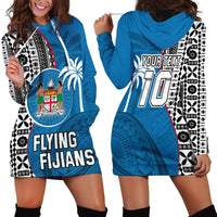 Custom Fiji Rugby Hoodie Dress Coat of Arms Palm Tree Mix Polynesia Tapa Pattern LT03 - Polynesian Pride