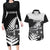 New Zealand World Cup 2023 Couples Matching Long Sleeve Bodycon Dress and Hawaiian Shirt Aotearoa Haka Rugby with Silver Fern Maori Ethnic Pattern LT03 Black - Polynesian Pride