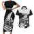 New Zealand World Cup 2023 Couples Matching Short Sleeve Bodycon Dress and Hawaiian Shirt Aotearoa Haka Rugby with Silver Fern Maori Ethnic Pattern LT03 Black - Polynesian Pride