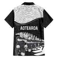 New Zealand World Cup 2023 Family Matching Off Shoulder Long Sleeve Dress and Hawaiian Shirt Aotearoa Haka Rugby with Silver Fern Maori Ethnic Pattern LT03 - Polynesian Pride