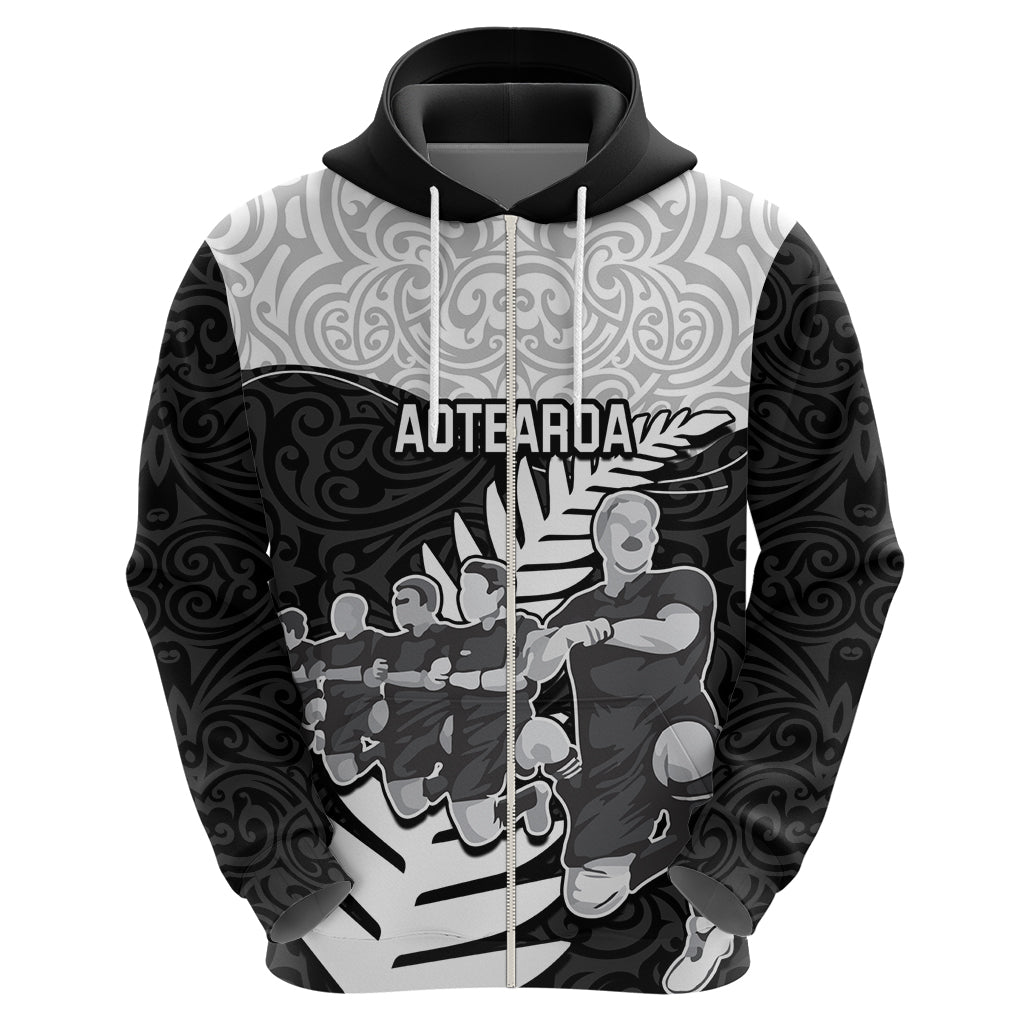 New Zealand World Cup 2023 Hoodie Aotearoa Haka Rugby with Silver Fern Maori Ethnic Pattern LT03 - Polynesian Pride
