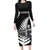 New Zealand World Cup 2023 Long Sleeve Bodycon Dress Aotearoa Haka Rugby with Silver Fern Maori Ethnic Pattern LT03 Long Dress Black - Polynesian Pride