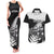 Custom New Zealand World Cup 2023 Couples Matching Tank Maxi Dress and Hawaiian Shirt Aotearoa Haka Rugby with Silver Fern Maori Ethnic Pattern LT03 Black - Polynesian Pride