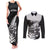 Custom New Zealand World Cup 2023 Couples Matching Tank Maxi Dress and Long Sleeve Button Shirt Aotearoa Haka Rugby with Silver Fern Maori Ethnic Pattern LT03 Black - Polynesian Pride