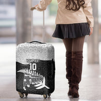 Custom New Zealand World Cup 2023 Luggage Cover Aotearoa Haka Rugby with Silver Fern Maori Ethnic Pattern LT03 - Polynesian Pride