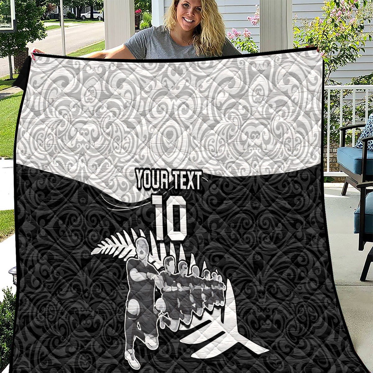 Custom New Zealand World Cup 2023 Quilt Aotearoa Haka Rugby with Silver Fern Maori Ethnic Pattern LT03 Black - Polynesian Pride