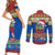 Solomon Islands Christmas Couples Matching Short Sleeve Bodycon Dress and Long Sleeve Button Shirt Santa With Flag Of Solomon Polynesian Tribal Xmas Vibe LT03 - Polynesian Pride