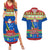 Solomon Islands Christmas Couples Matching Summer Maxi Dress and Hawaiian Shirt Santa With Flag Of Solomon Polynesian Tribal Xmas Vibe LT03 Blue - Polynesian Pride