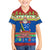 Solomon Islands Christmas Family Matching Off Shoulder Long Sleeve Dress and Hawaiian Shirt Santa With Flag Of Solomon Polynesian Tribal Xmas Vibe LT03 Son's Shirt Blue - Polynesian Pride