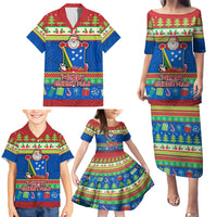 Solomon Islands Christmas Family Matching Puletasi Dress and Hawaiian Shirt Santa With Flag Of Solomon Polynesian Tribal Xmas Vibe LT03 - Polynesian Pride