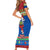 Solomon Islands Christmas Family Matching Short Sleeve Bodycon Dress and Hawaiian Shirt Santa With Flag Of Solomon Polynesian Tribal Xmas Vibe LT03 - Polynesian Pride