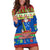 Solomon Islands Christmas Hoodie Dress Santa With Flag Of Solomon Polynesian Tribal Xmas Vibe LT03 Blue - Polynesian Pride