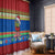 Solomon Islands Christmas Window Curtain Santa With Flag Of Solomon Polynesian Tribal Xmas Vibe LT03 With Hooks Blue - Polynesian Pride