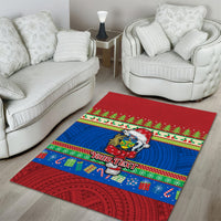 Personalised Solomon Islands Christmas Area Rug Santa With Flag Of Solomon Polynesian Tribal Xmas Vibe LT03 - Polynesian Pride