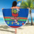 Personalised Solomon Islands Christmas Beach Blanket Santa With Flag Of Solomon Polynesian Tribal Xmas Vibe LT03 - Wonder Print Shop