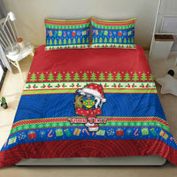 Personalised Solomon Islands Christmas Bedding Set Santa With Flag Of Solomon Polynesian Tribal Xmas Vibe LT03 - Polynesian Pride