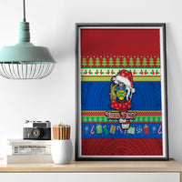 Personalised Solomon Islands Christmas Canvas Wall Art Santa With Flag Of Solomon Polynesian Tribal Xmas Vibe LT03 - Polynesian Pride