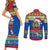 Personalised Solomon Islands Christmas Couples Matching Short Sleeve Bodycon Dress and Long Sleeve Button Shirt Santa With Flag Of Solomon Polynesian Tribal Xmas Vibe LT03 - Polynesian Pride