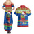 Personalised Solomon Islands Christmas Couples Matching Summer Maxi Dress and Hawaiian Shirt Santa With Flag Of Solomon Polynesian Tribal Xmas Vibe LT03 - Polynesian Pride