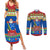 Personalised Solomon Islands Christmas Couples Matching Summer Maxi Dress and Long Sleeve Button Shirt Santa With Flag Of Solomon Polynesian Tribal Xmas Vibe LT03 Blue - Polynesian Pride