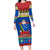 Personalised Solomon Islands Christmas Long Sleeve Bodycon Dress Santa With Flag Of Solomon Polynesian Tribal Xmas Vibe LT03 Long Dress Blue - Polynesian Pride